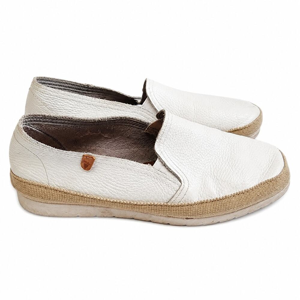 Verbenas Nuria white leather espadrille loafers Women's 8.5 jute Rubber sole